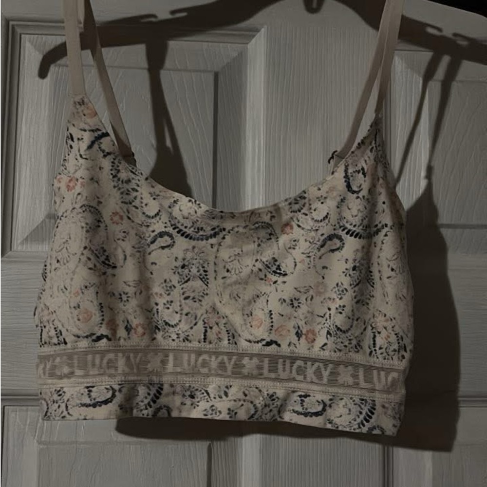 Lucky Brand Cream and Blue Paisley Bralette